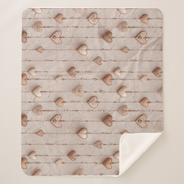 Cobertor Sherpa Vintage Lace Heart Strings (Frente)