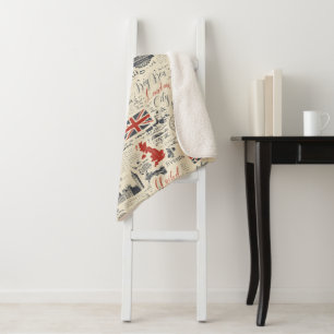 Cobertor Sherpa Vintage London Sherpa Blanket