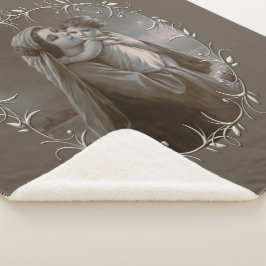 Cobertor Sherpa Vintage Madonna e Child com Silver Frame