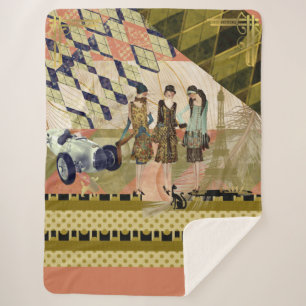 Cobertor Sherpa Vintage Paris Flappers Cena
