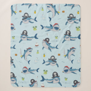 Cobertor Sherpa Vintage pirata tubarão-do-mar engraçado, animal