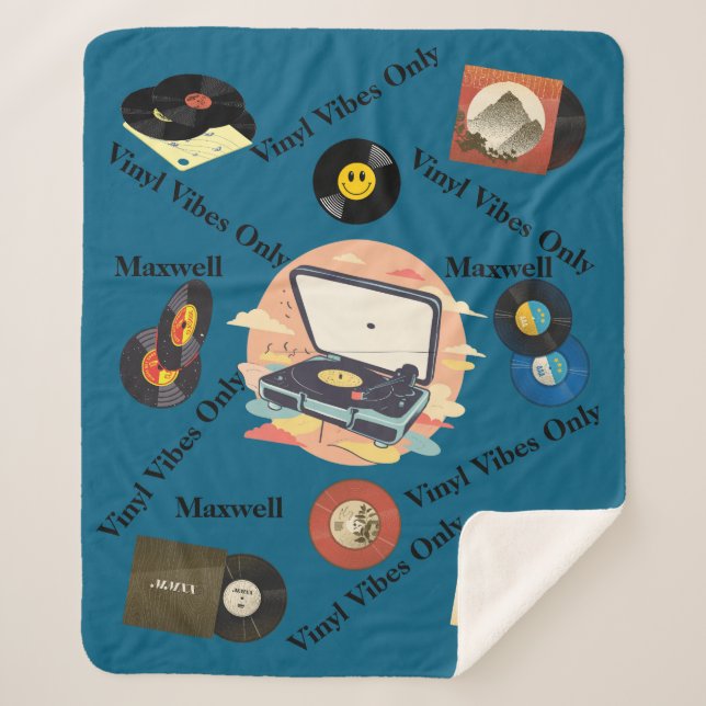 Cobertor Sherpa vintage retro vinyl Sherpa Blanket (Frente)