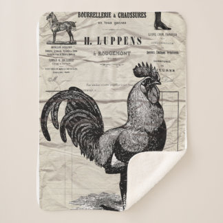 Cobertor Sherpa Vintage Rooster