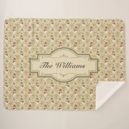 Cobertor Sherpa Vintage Snowman e Árvore de Natal Personalizada