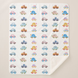 Cobertor Sherpa Vintage Watercolor Toy Cars Sherpa Blanket