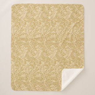 Cobertor Sherpa Vintage William Morris Arcadia Gold Sem Costura