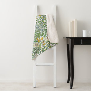 Cobertor Sherpa Vintage William Morris Flowers Garden Wallpaper
