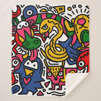 Cobertor Sherpa Vintagem Desenhada à Mão Ilustração de Dodle, dese