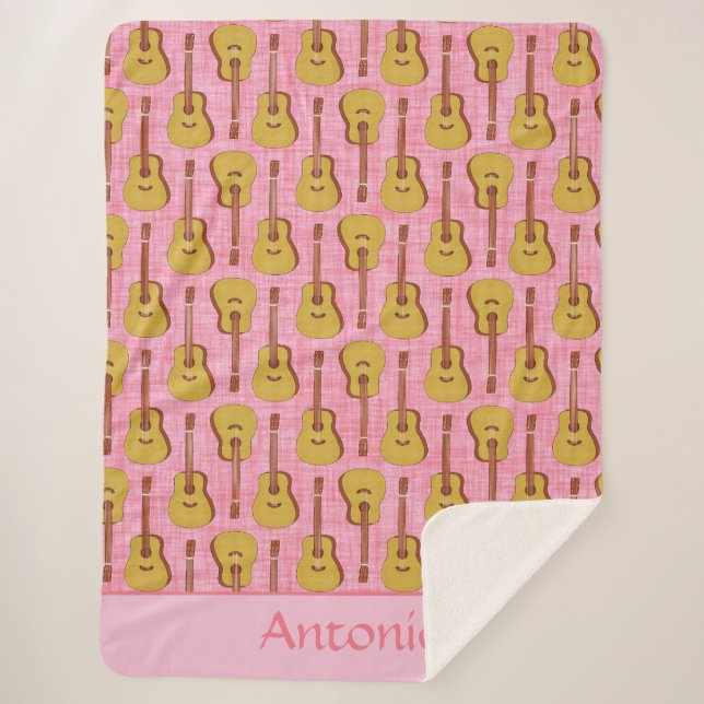 Cobertor Sherpa Violão Acústico Personalizado Sherpa Blanket (Frente)
