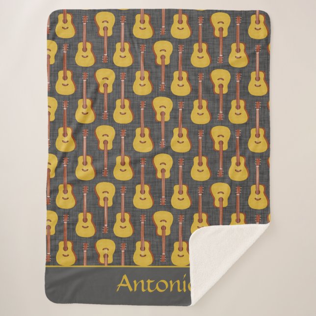 Cobertor Sherpa Violão Acústico Personalizado Sherpa Blanket (Frente)