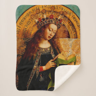 Cobertor Sherpa Virgem Maria por Jan van Eyck