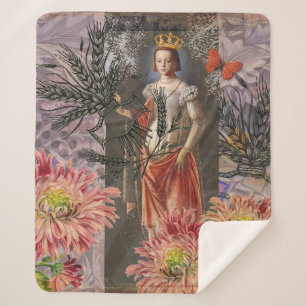 Cobertor Sherpa Virgo Mulher Retrato Antiquado Rico Colorido