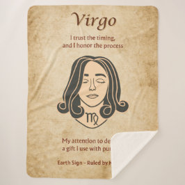Cobertor Sherpa Virgo Zodiac with Mindful Strength Affirmations