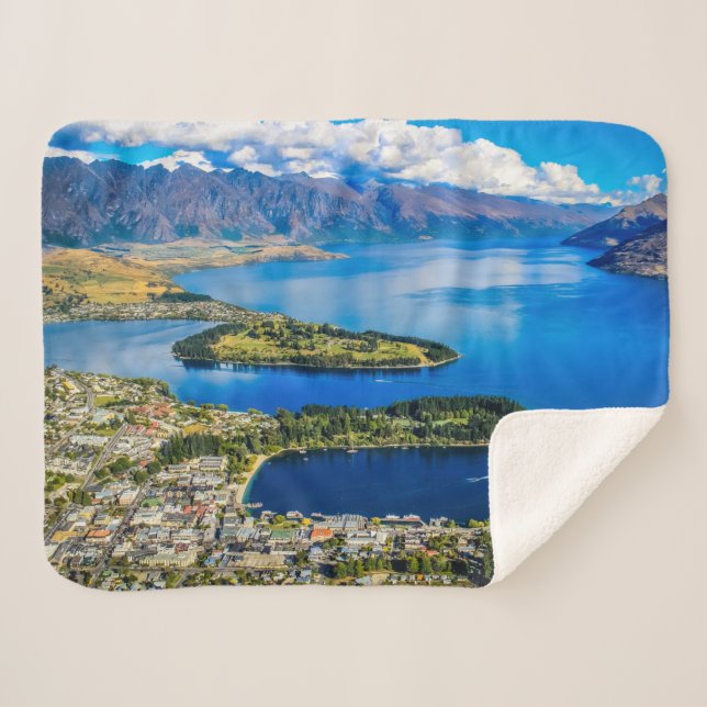 Cobertor Sherpa Vista em Queenstown do Pico de Bob, Nova Zelândia (Frente (Horizontal))