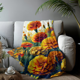 Cobertor Sherpa Vivid Marigolds Floral