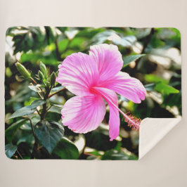 Cobertor Sherpa Vivid Tropical Rosa Hibiscus