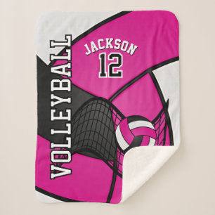 Cobertor Sherpa Voleibol de Rosa, Preto e Branco