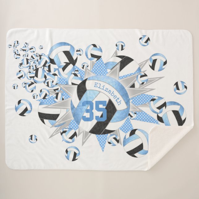 Cobertor Sherpa volichões e estrelas de cor azul-clara (Frente (Horizontal))