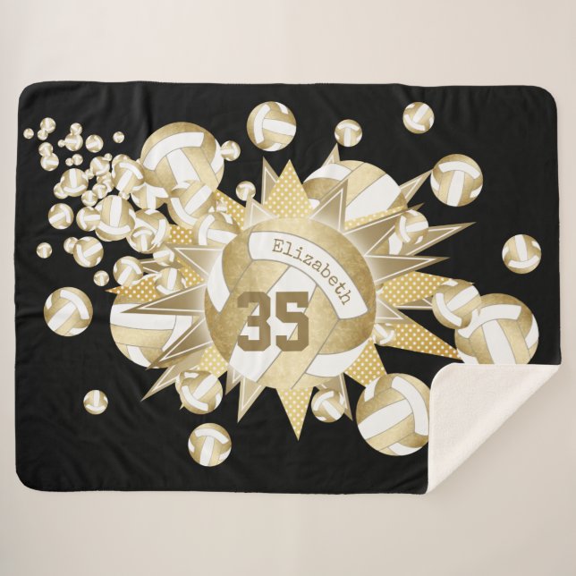 Cobertor Sherpa volicola de ouro com mudas de cinta e estrelas (Frente (Horizontal))