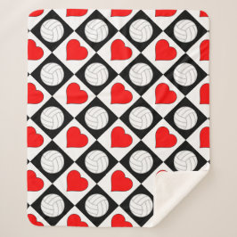 Cobertor Sherpa Volleybolas e Corações Corta Padrões Verificados Q