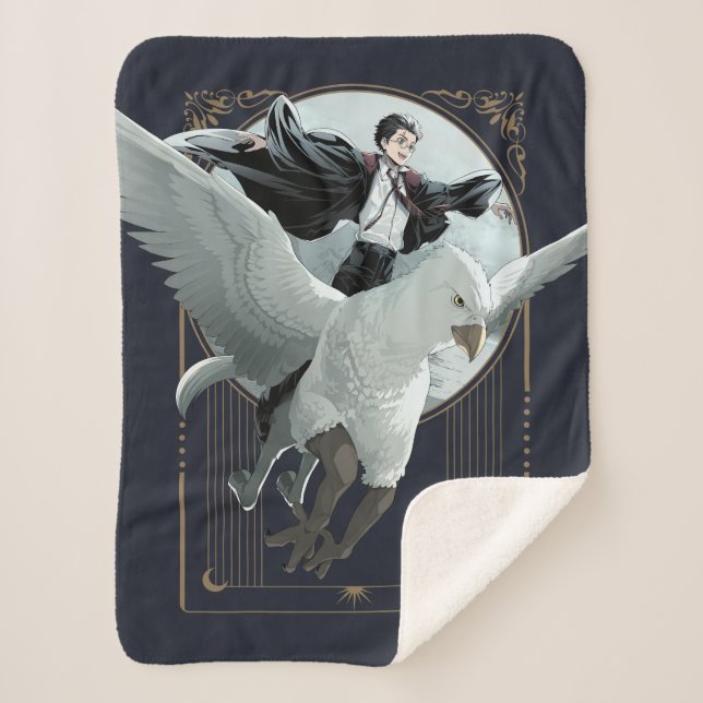 Cobertor Sherpa Voo Anime HARRY POTTER™ com Buckbeak (Frente)