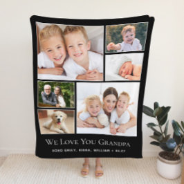 Cobertor Sherpa Vovô Ama Você Foto Personalizada Preta