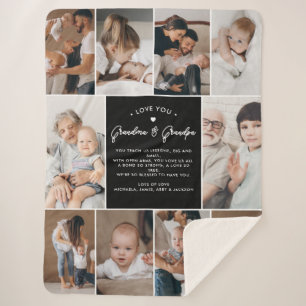 Cobertor Sherpa Vovó e vovô Te Ama Moderno De Colagem De 10 Fotos