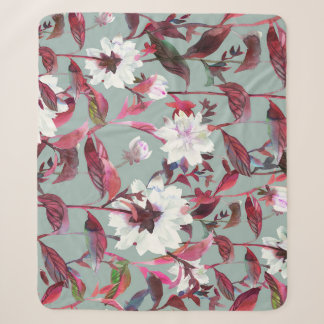 Cobertor Sherpa Watercolor Floral: Blooms Desenhados À Mão.