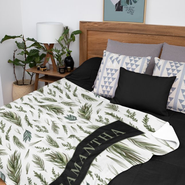 Cobertor Sherpa Watercolor Winter Green Seamless Patterno (Criador carregado)