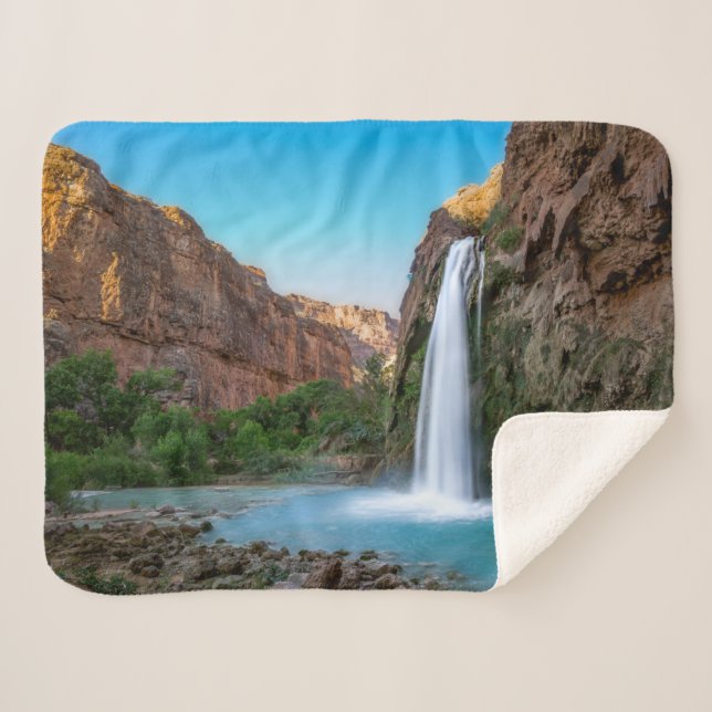 Cobertor Sherpa Waterfalls | Havasu Falls at Sunset (Frente (Horizontal))
