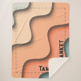 Cobertor Sherpa Wavy 3D Retro Custom Name with Corner Text