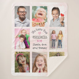 Cobertor Sherpa We Love You Grandma Photo Collage (Pink Bkg)