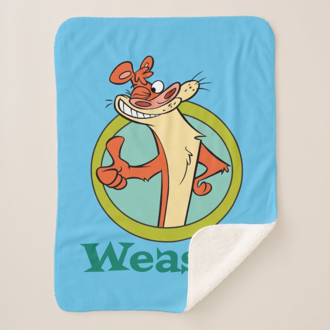Cobertor Sherpa Weasel Thumbs Up Character Graphic (Frente)