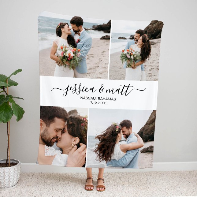 Cobertor Sherpa Wedding or Anniversary Photo Sherpa Blanket (Criador carregado)