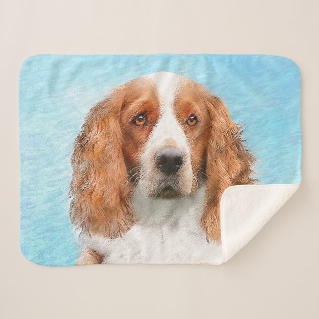 Cobertor Sherpa Welsh Springer Spaniel Painting - Arte Original De (Frente (Horizontal))