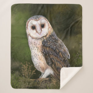 Cobertor Sherpa Western Barn Owl - Impressão a Aquarela 
