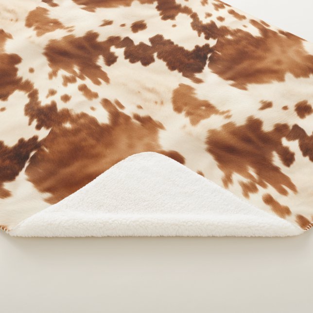 Cobertor Sherpa Western Brown Cream Cowhide (3/4)