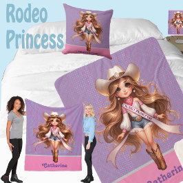 Cobertor Sherpa Western Cowgirl Rodeo Princess 1 Personalizada