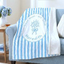 Whimsical Blue White Stripe Preppy Mom Established