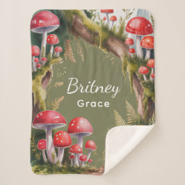 Cobertor Sherpa Whimsical Mushroom Baby Shower Gift