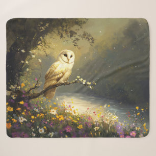 Cobertor Sherpa Whimsical Snowy White Owl - Arte selvagem