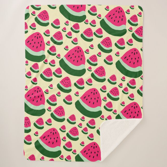 Cobertor Sherpa Whimsical Watermelons Cute Summer Fruit Pattern  (Frente)