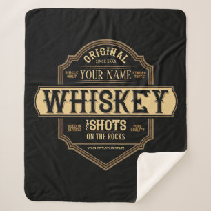 Cobertor Sherpa Whiskey personalizado no Bar do rótulo do líquid
