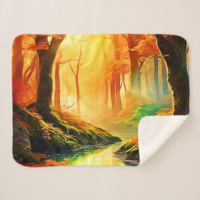 Cobertor Sherpa Whisper do Ouro de outono (Frente (Horizontal))