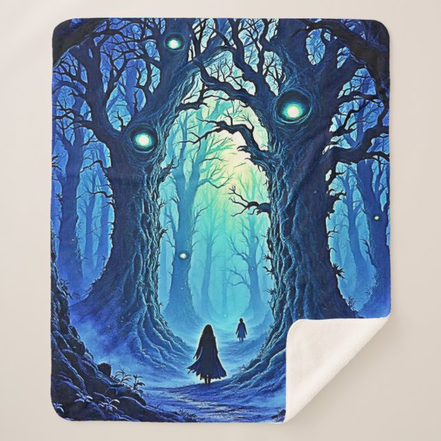 Cobertor Sherpa Whispering Woods Dark Fantasy (Frente)
