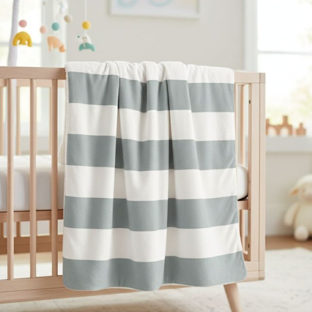 Cobertor Sherpa White and Light Blue Striped Sherpa Throw Blanket  (Criador carregado)