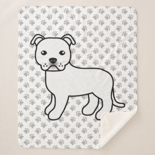 Cobertor Sherpa White Staffordshire Bull Terrier Cute Cartoon