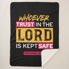 Cobertor Sherpa Whoever Trusts in the Lord Is Kept Safe Quote