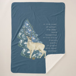 Cobertor Sherpa Wild Deer Footprints in Snow – Winter Nature Art