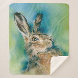 Cobertor Sherpa Wild Hare Exuberance Pastel Art
